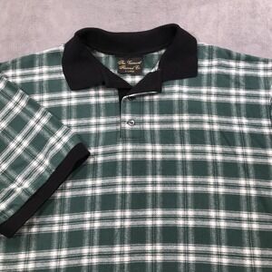 The Vermont Flannel Co Polo Shirt Mens Extra Large Green Plaid Soft Made in USA